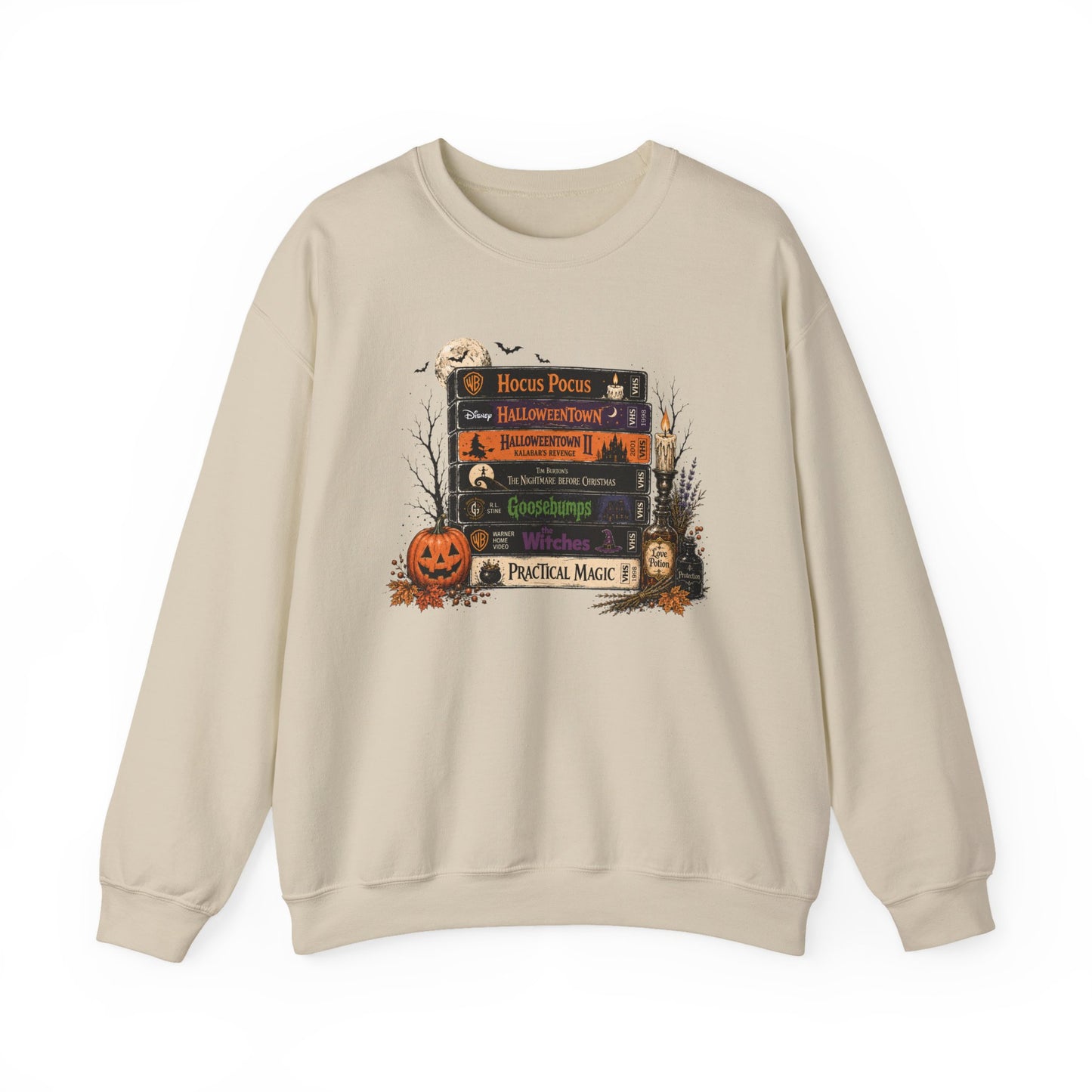 Halloween Movie Night Crewneck Sweatshirt | Cozy Spooky Season Graphic