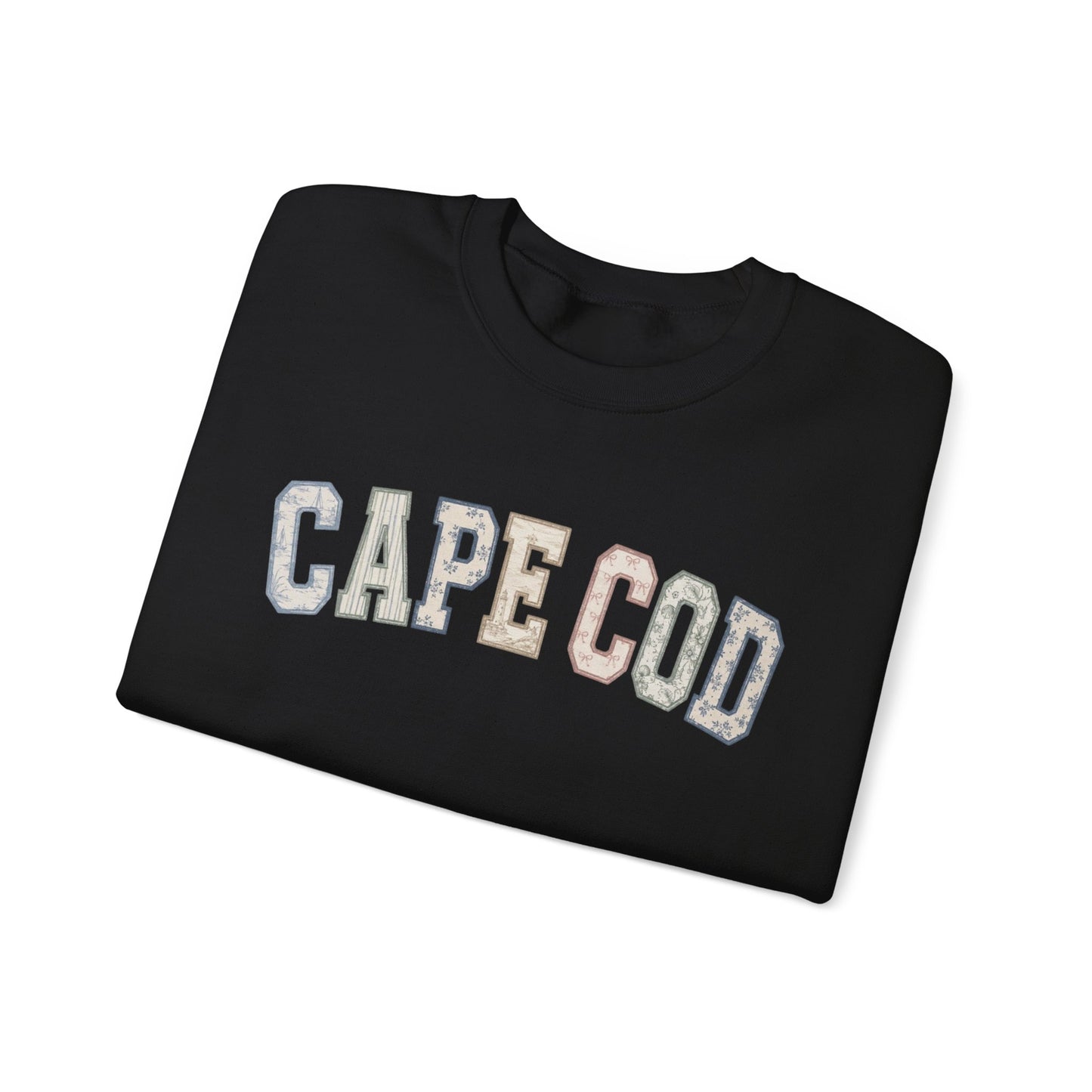 Cape Cod Coastal Patchwork Crewneck Sweatshirt