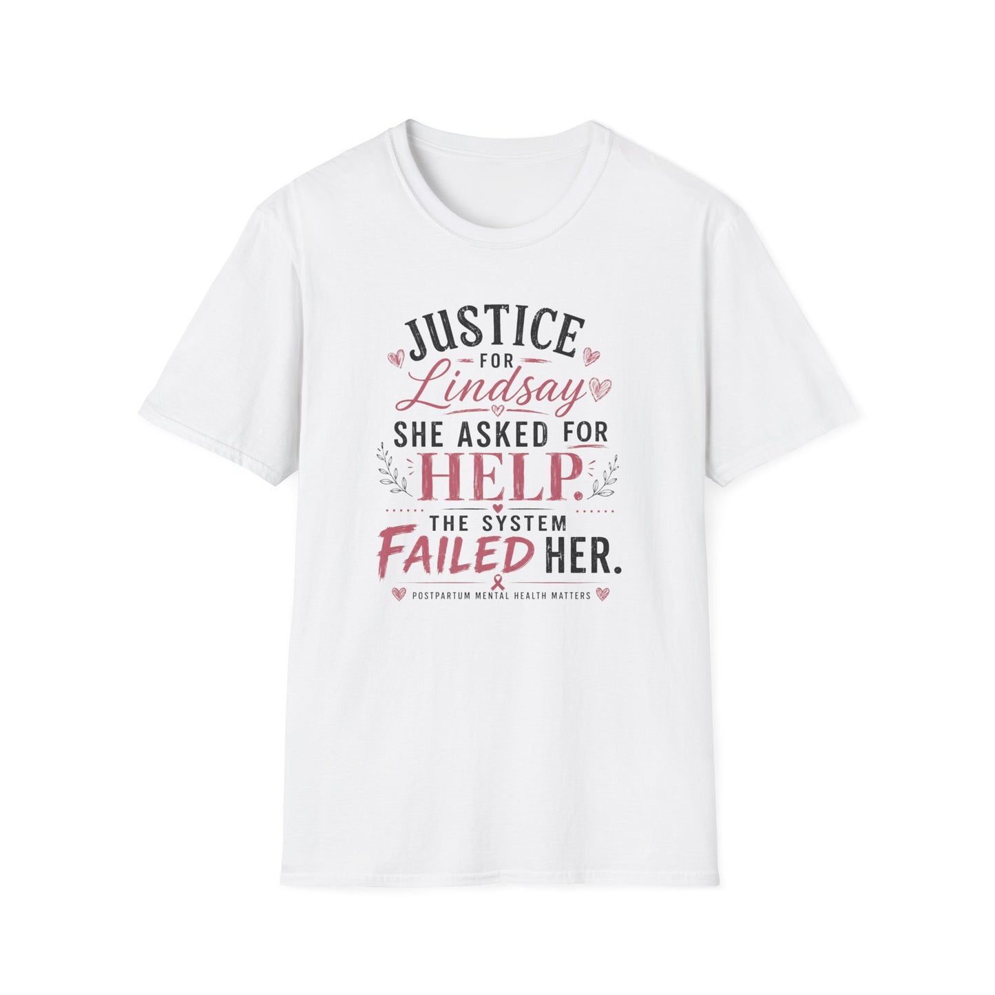 CDC Heart Support Tee | Minimal Black Back Design | Postpartum Mental Health Awareness Shirt