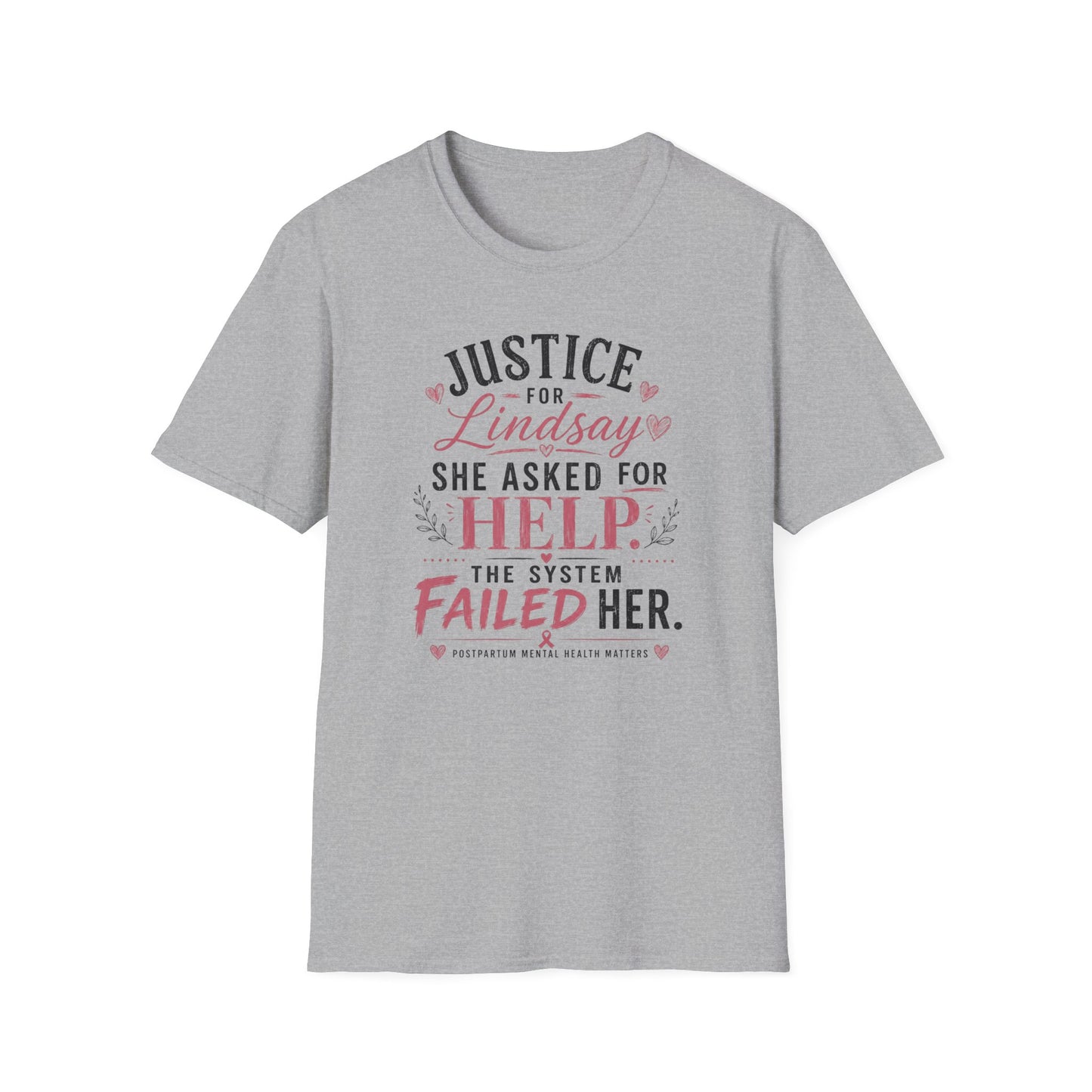 CDC Heart Support Tee | Minimal Black Back Design | Postpartum Mental Health Awareness Shirt