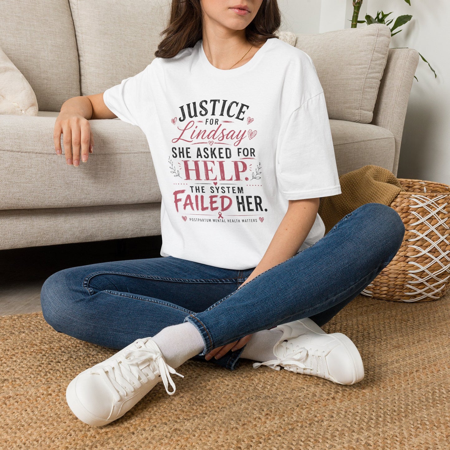 CDC Heart Support Tee | Minimal Black Back Design | Postpartum Mental Health Awareness Shirt
