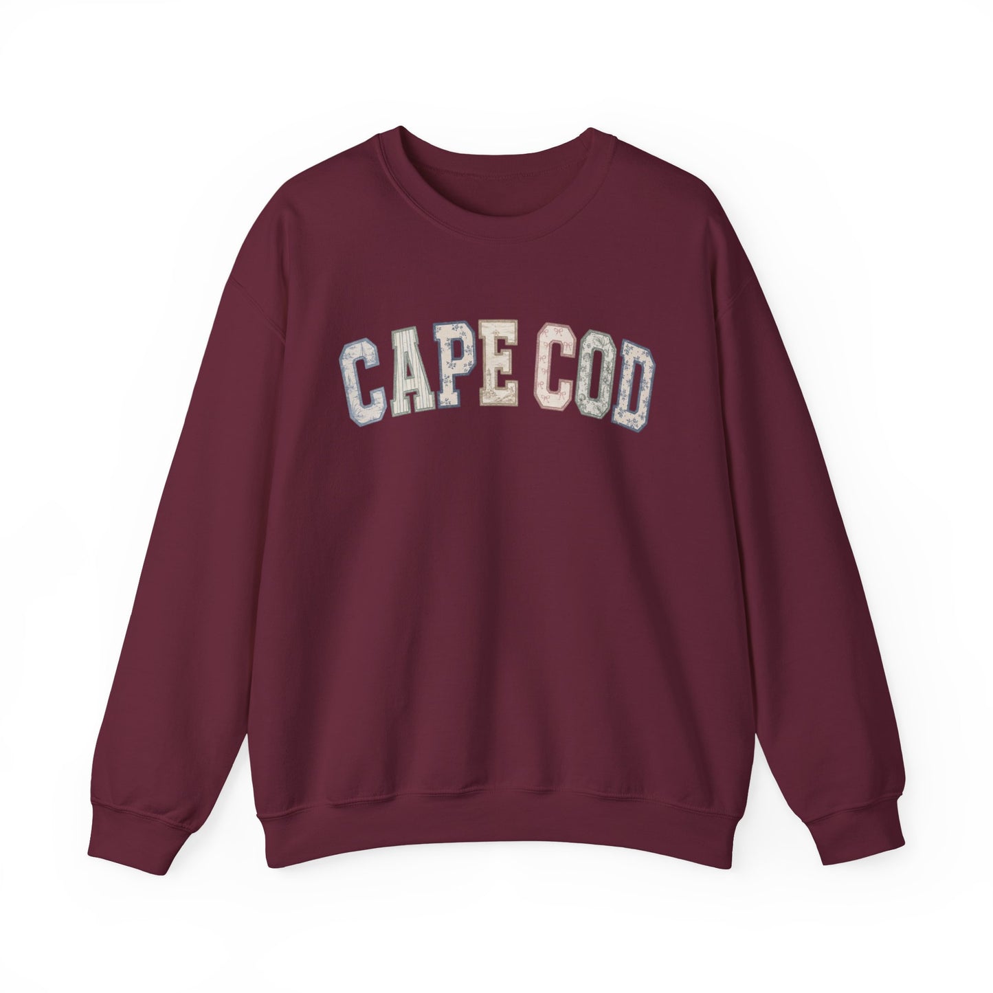 Cape Cod Coastal Patchwork Crewneck Sweatshirt