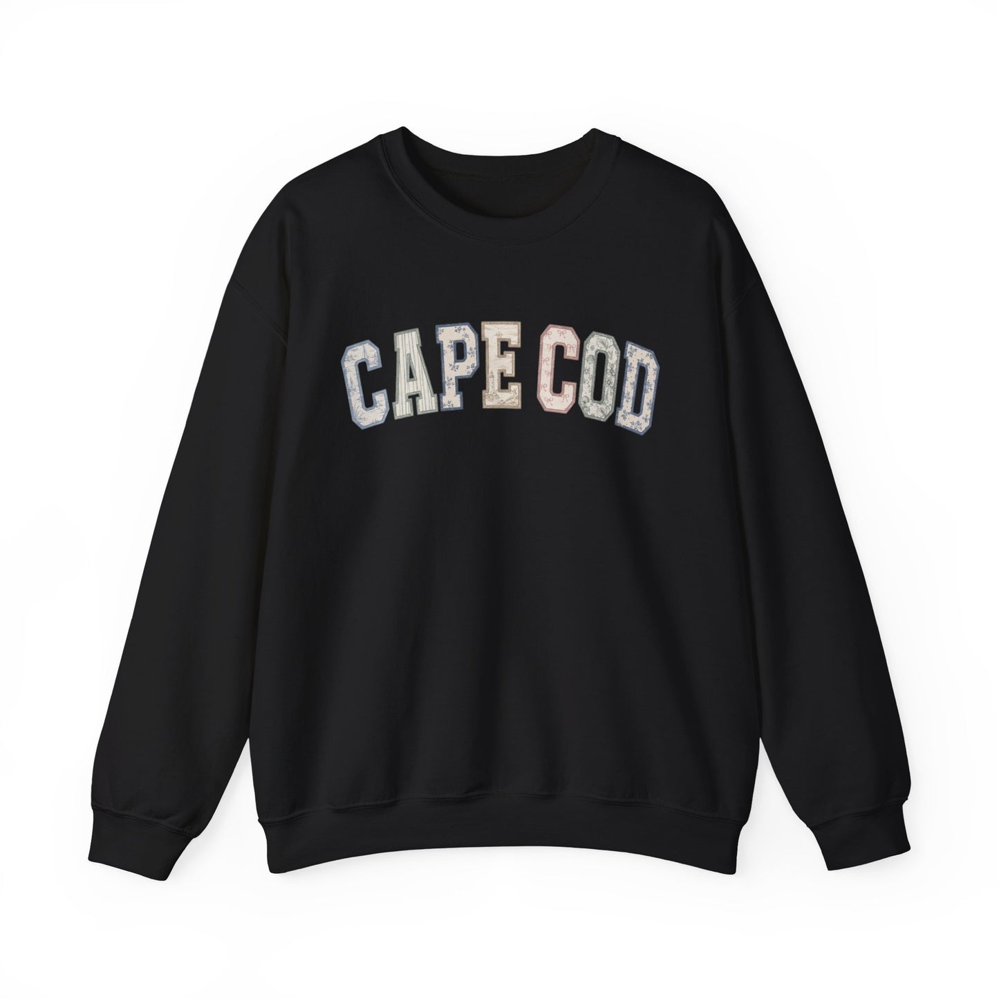 Cape Cod Coastal Patchwork Crewneck Sweatshirt