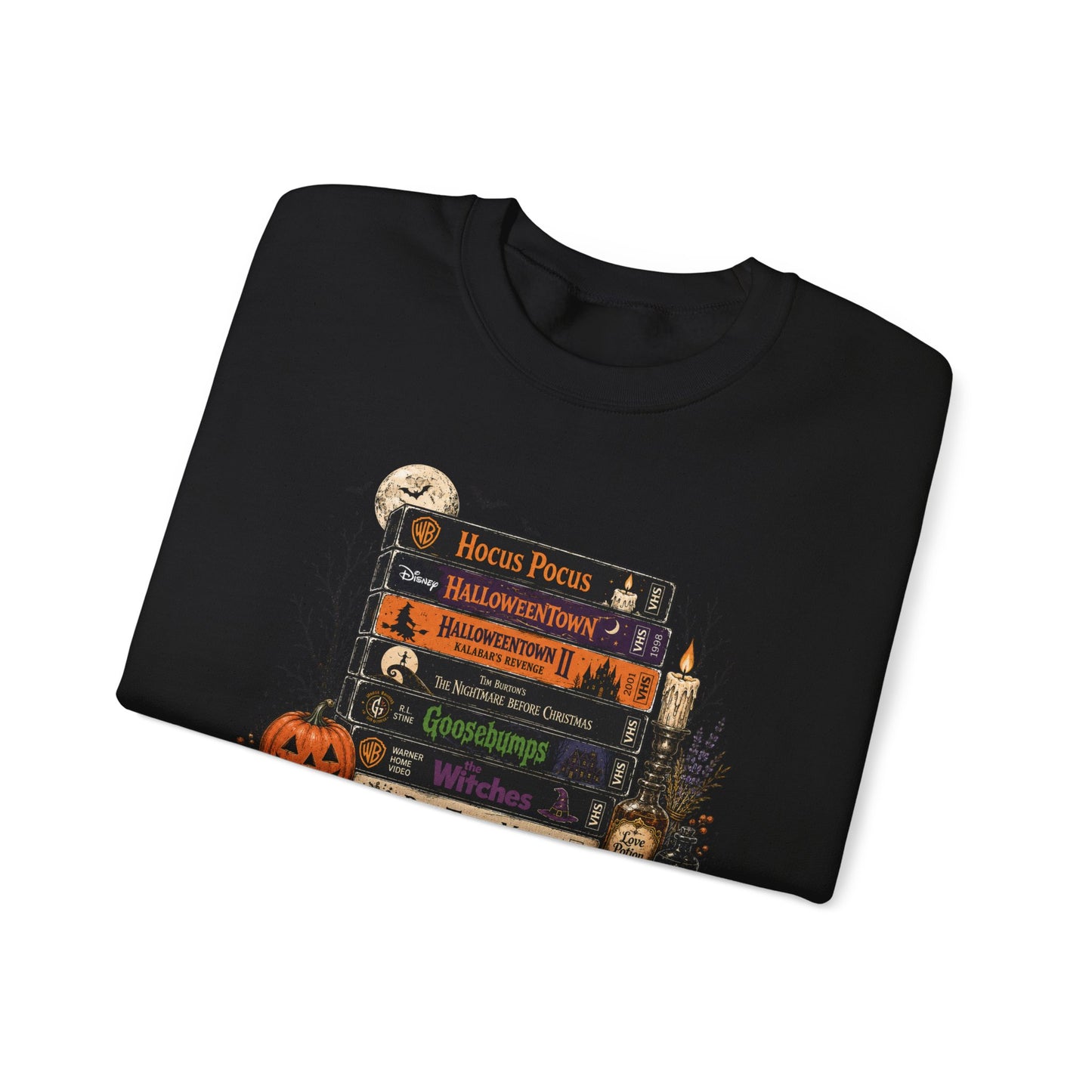 Halloween Movie Night Crewneck Sweatshirt | Cozy Spooky Season Graphic