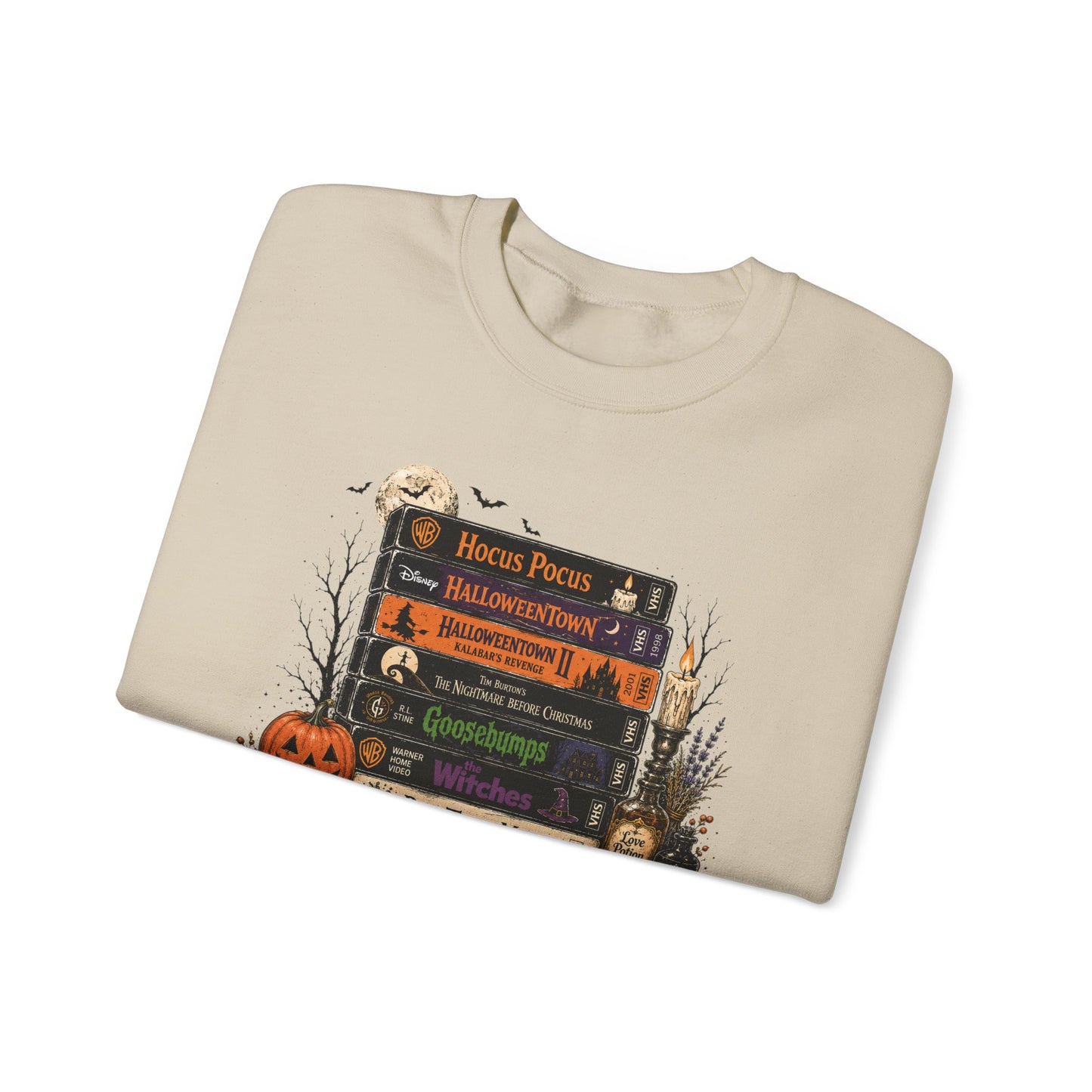 Halloween Movie Night Crewneck Sweatshirt | Cozy Spooky Season Graphic