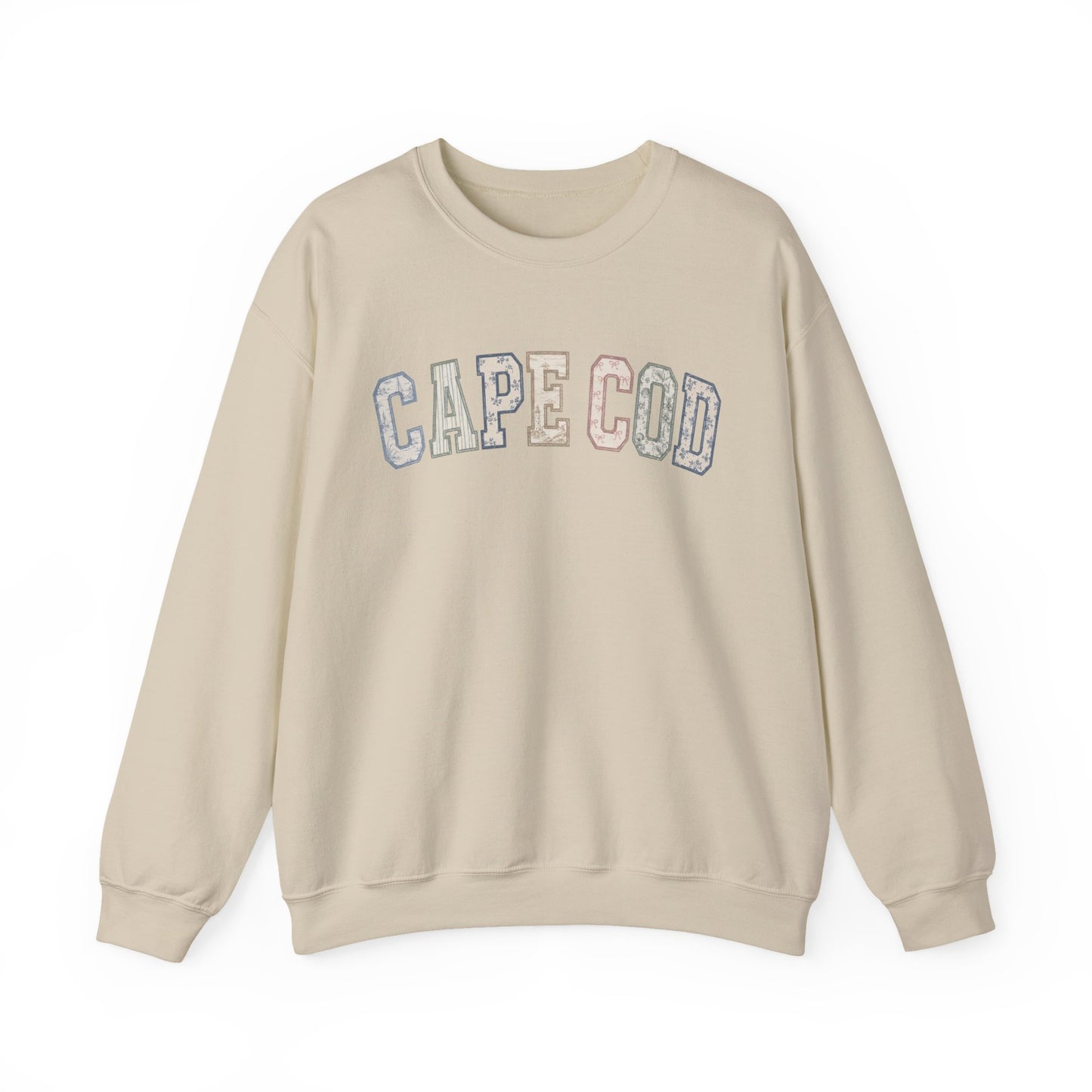 Cape Cod Coastal Patchwork Crewneck Sweatshirt
