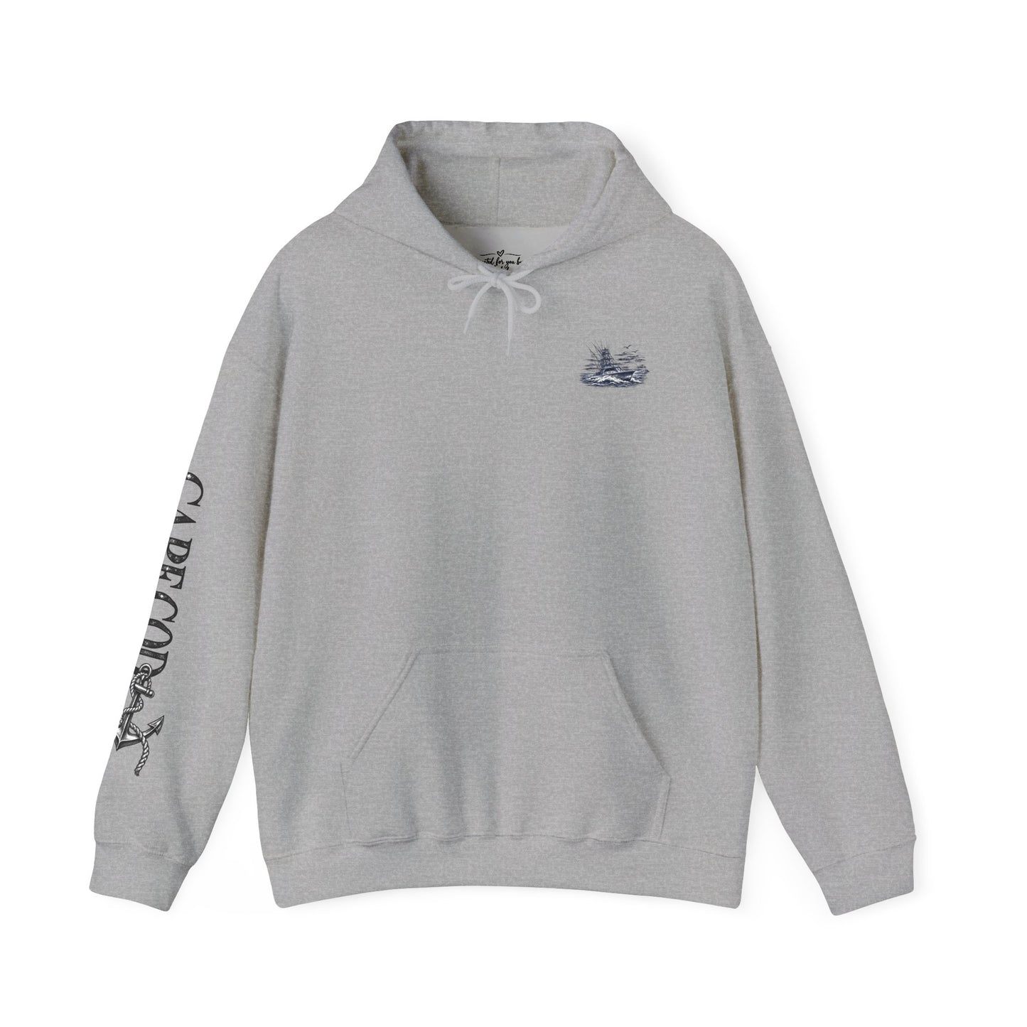 Addi’s Cape Cod Fishing Hoodie | Nautical Sportfishing Sweatshirt | Cape Cod Sleeve Design