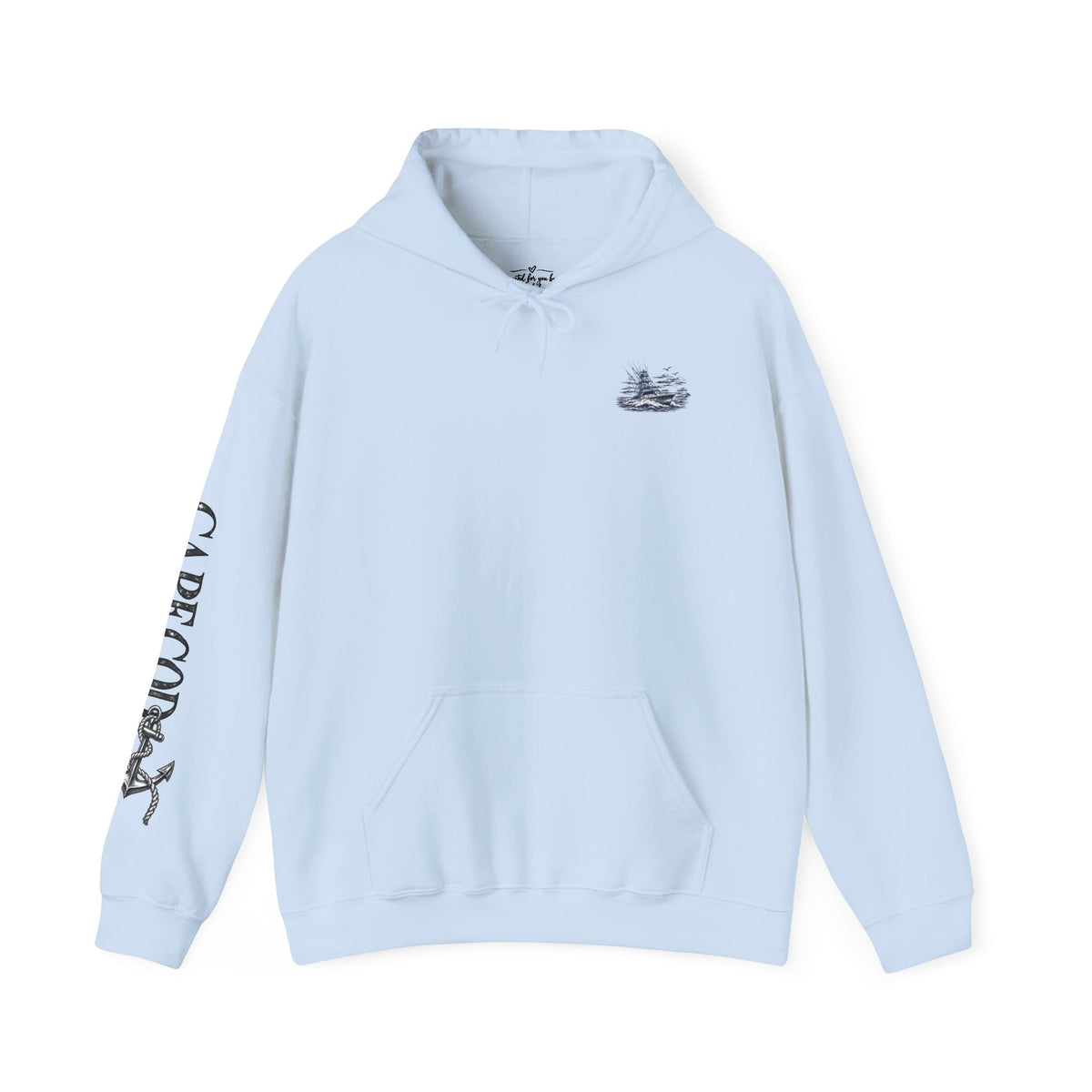 Addi’s Cape Cod Fishing Hoodie | Nautical Sportfishing Sweatshirt | Cape Cod Sleeve Design
