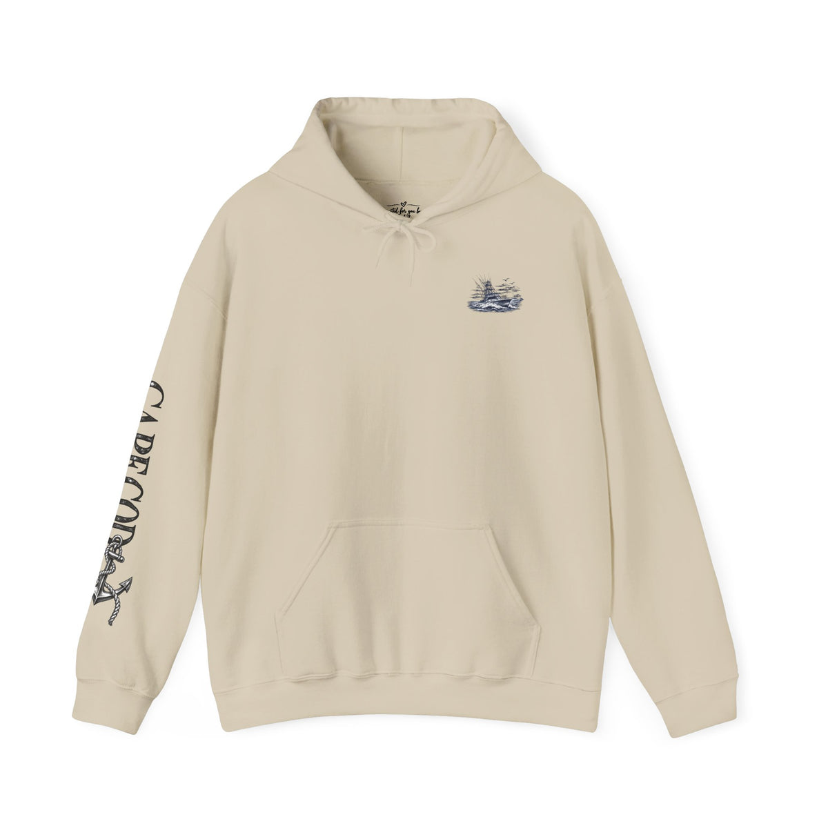 Addi’s Cape Cod Fishing Hoodie | Nautical Sportfishing Sweatshirt | Cape Cod Sleeve Design