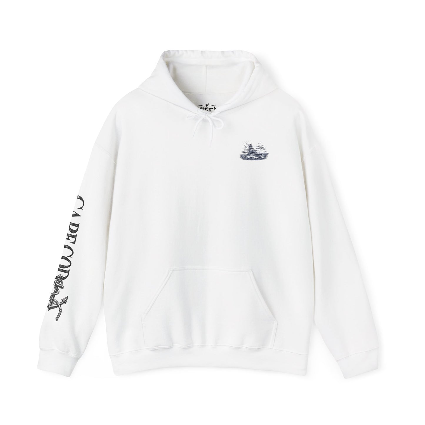 Addi’s Cape Cod Fishing Hoodie | Nautical Sportfishing Sweatshirt | Cape Cod Sleeve Design
