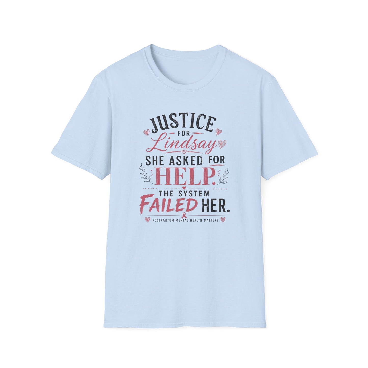 CDC Heart Support Tee | Minimal Black Back Design | Postpartum Mental Health Awareness Shirt