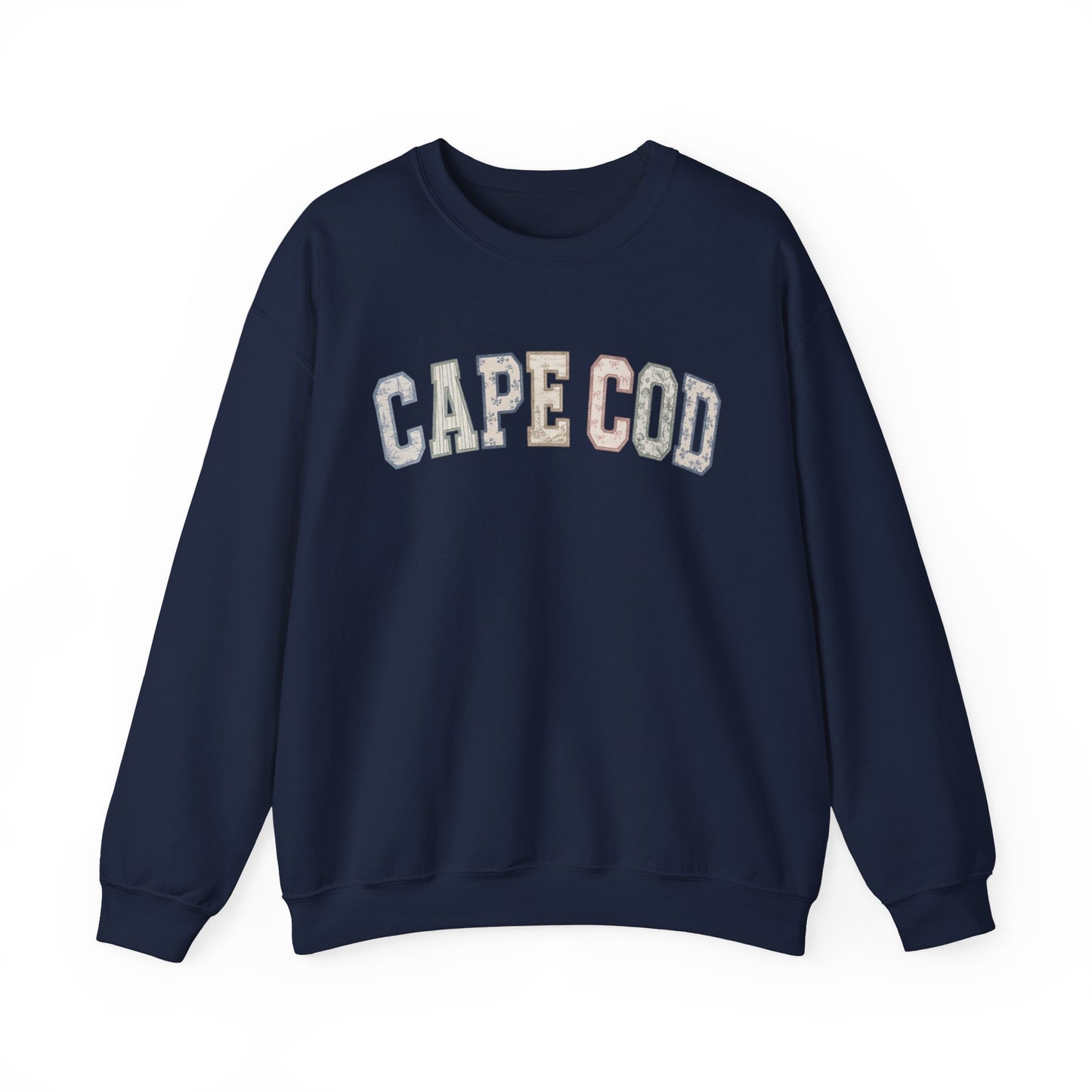 Cape Cod Coastal Patchwork Crewneck Sweatshirt