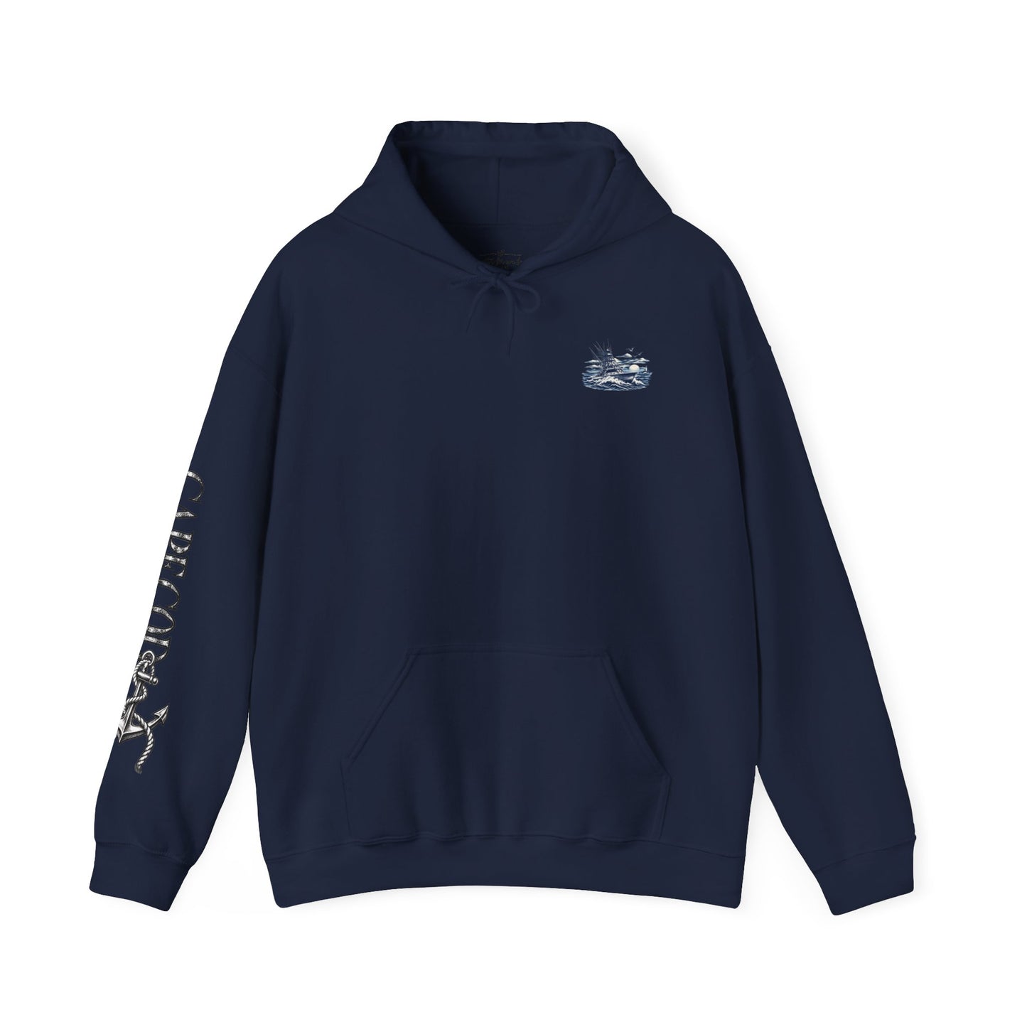 Addi’s Cape Cod Fishing Hoodie | Nautical Sportfishing Sweatshirt | Cape Cod Sleeve Design